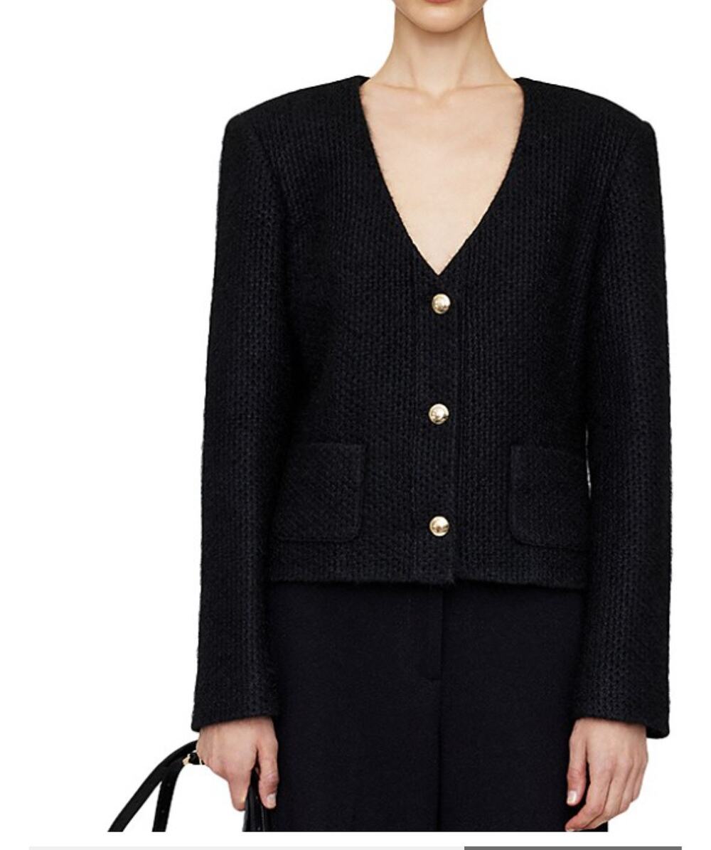 ANINE BING Anitta Black Wool Blend Jacket Minimal Chic Luxury L